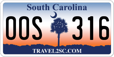 SC license plate OOS316