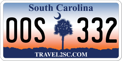 SC license plate OOS332