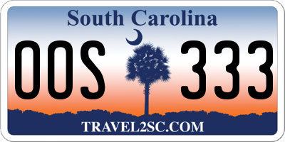 SC license plate OOS333