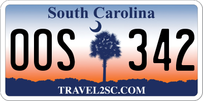 SC license plate OOS342