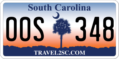 SC license plate OOS348