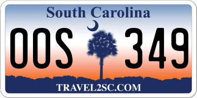 SC license plate OOS349