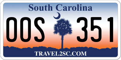 SC license plate OOS351