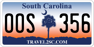 SC license plate OOS356