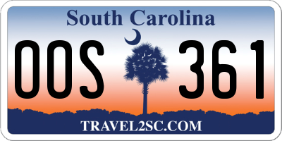 SC license plate OOS361