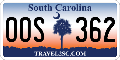 SC license plate OOS362