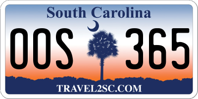 SC license plate OOS365