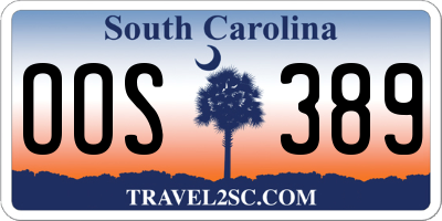 SC license plate OOS389