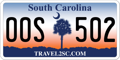 SC license plate OOS502