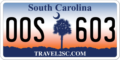 SC license plate OOS603