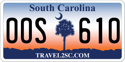 SC license plate OOS610