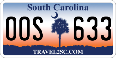 SC license plate OOS633
