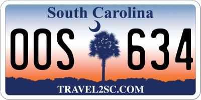 SC license plate OOS634
