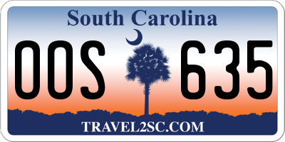 SC license plate OOS635