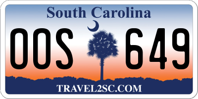 SC license plate OOS649
