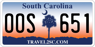 SC license plate OOS651