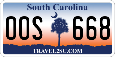 SC license plate OOS668