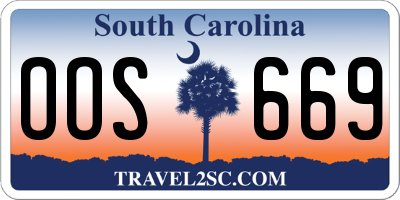 SC license plate OOS669