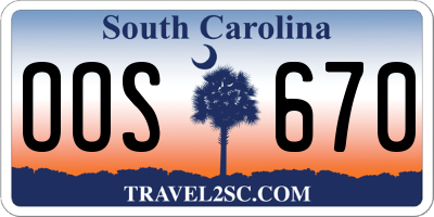 SC license plate OOS670