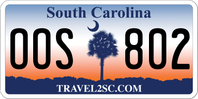 SC license plate OOS802