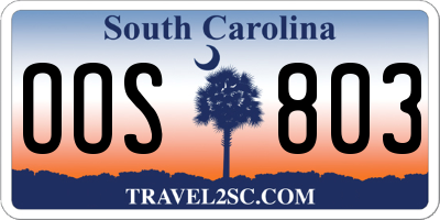 SC license plate OOS803