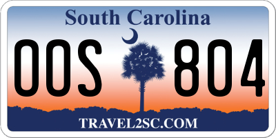 SC license plate OOS804