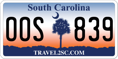 SC license plate OOS839