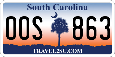 SC license plate OOS863