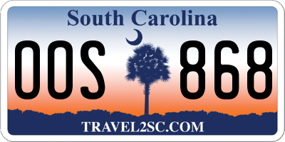 SC license plate OOS868