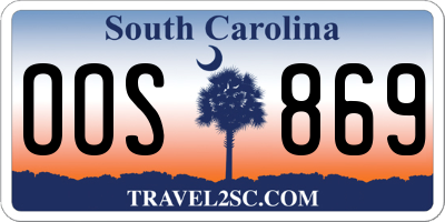 SC license plate OOS869