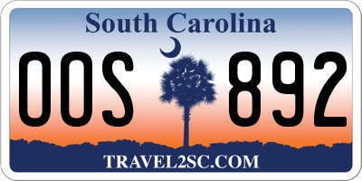 SC license plate OOS892