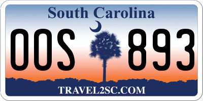SC license plate OOS893