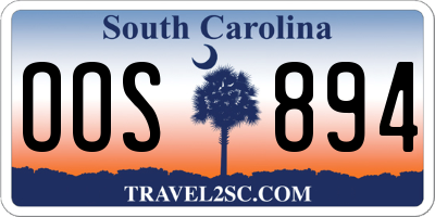 SC license plate OOS894