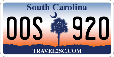 SC license plate OOS920