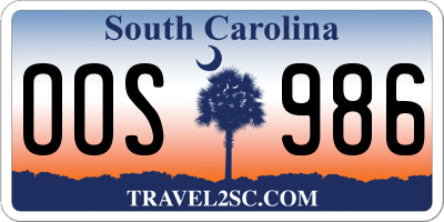 SC license plate OOS986