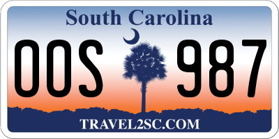 SC license plate OOS987
