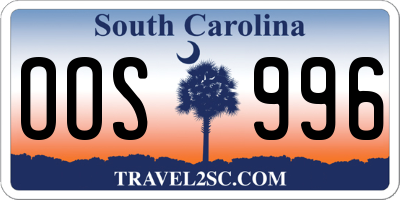 SC license plate OOS996