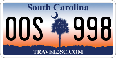 SC license plate OOS998