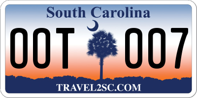SC license plate OOT007
