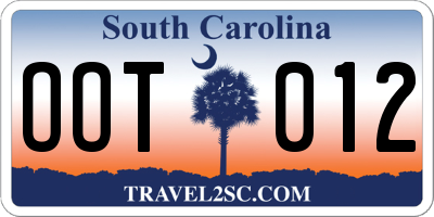 SC license plate OOT012