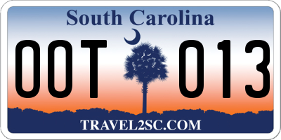 SC license plate OOT013