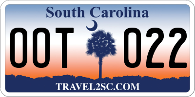 SC license plate OOT022