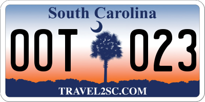 SC license plate OOT023