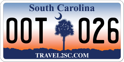 SC license plate OOT026