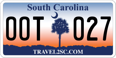 SC license plate OOT027
