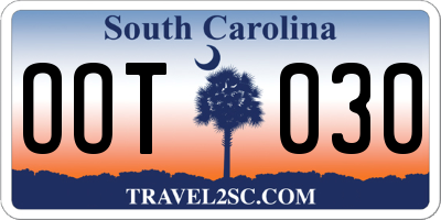 SC license plate OOT030