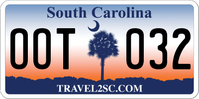 SC license plate OOT032