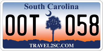 SC license plate OOT058