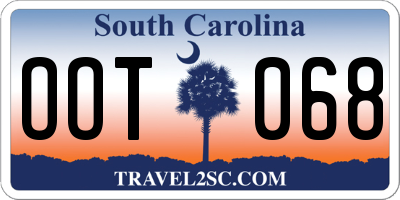 SC license plate OOT068