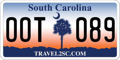 SC license plate OOT089